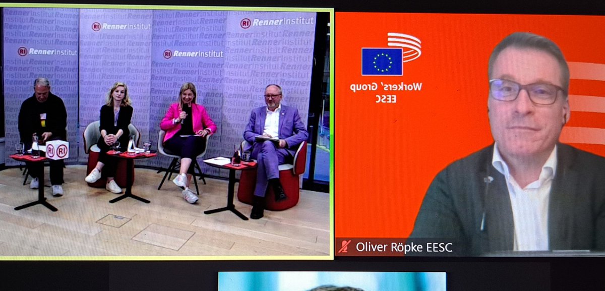oliverroepke's tweet photo. Danke für die spannende Diskussion im @RennerInstitut zur Zukunft Europas.
Wichtig ist jetzt eine ambitionierte Umsetzung der #CoFoE Vorschläge und die Stärkung des Sozialen Europas.
Die ANinnen-Gruppe @WorkersEESC im #EWSA wird mit @oegb_at und @etuc_ces weiter Druck machen. https://t.co/Zw2JJIhPPI