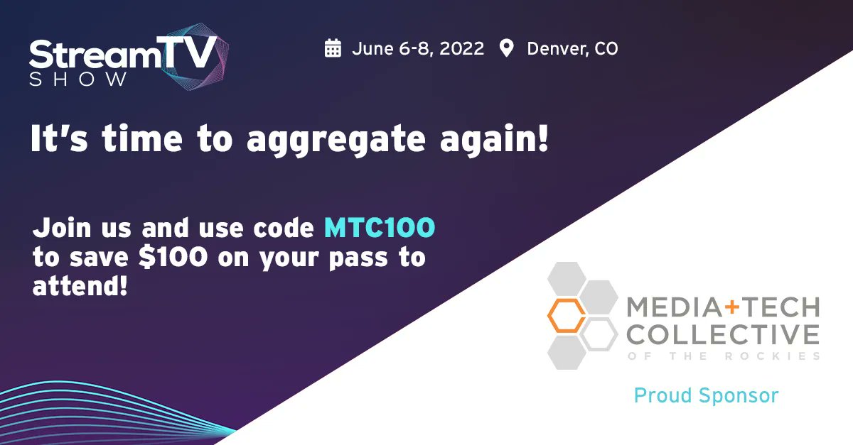 m_t_c_tweets's tweet image. Don&apos;t miss out on StreamTV! MTC is a proud sponsor and we are offering a discount code to attend StreamTV June 6th - 8th! 

Use code: MTC100 
Register here:  buff.ly/3fMnun5
@streamtv_show