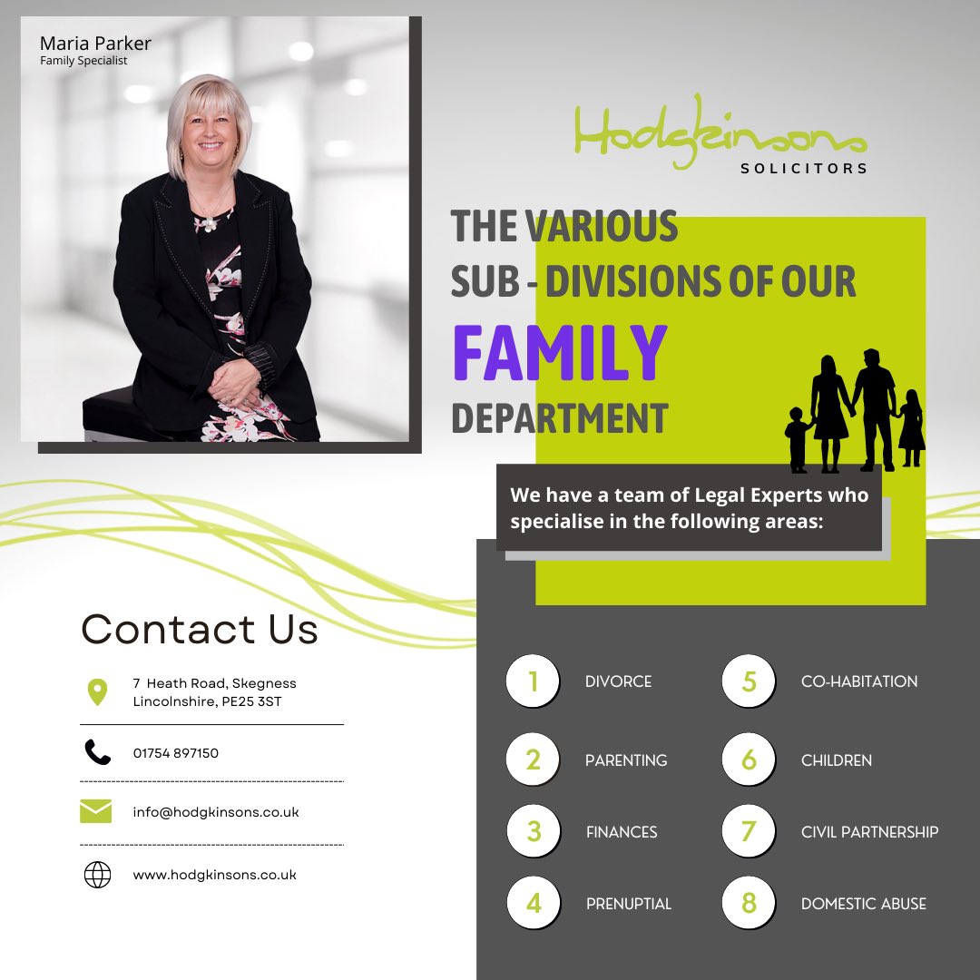 Our Family Law Department has a number of sub-divisions with a team of Experts to guide you along the way no matter what problem you or your family currently face.
.
If you wish to discuss a family matter and don’t know where to start, give our Experts a call on 01754 897150