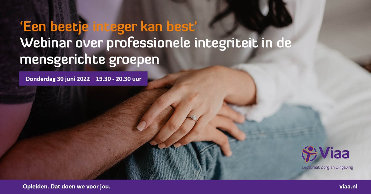 Het nieuws wordt regelmatig gevuld met berichten over grensoverschrijdend gedrag. In het gratis webinar 'Een beetje integer kan best' op 30 juni zal o.l.v. Bart Cusveller het onderwerp professionele integriteit onder de loep nemen. Aanmelden via ow.ly/sUBf50JaQRN
