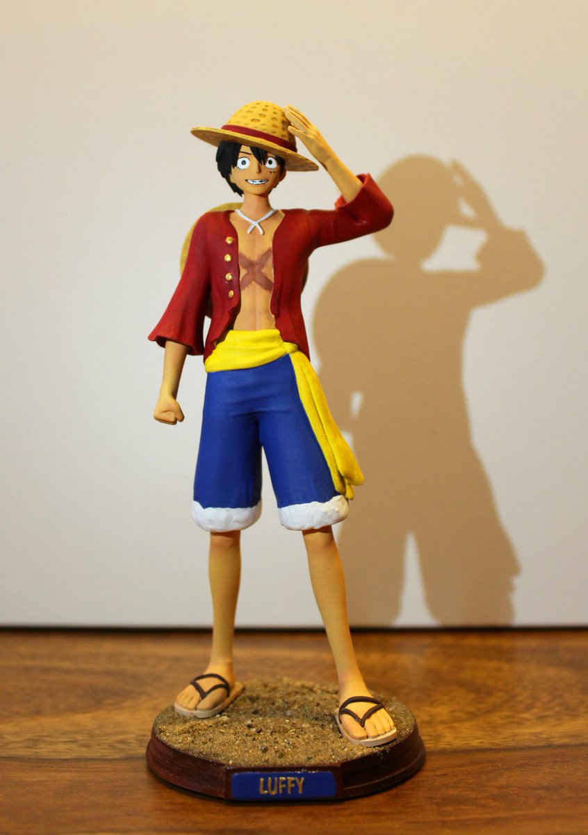 FireFly3DPrints's tweet photo. We finished the #Luffy from #OnePiece !!
This time we glued some sand on the plate for some beach feeling. 🏖️☀️

This was our first Human figure! 
Really happy with the result! 😊

#firefly3dprint #anime #manga #ONEPIECE1050 #3dprinting #art #coloring https://t.co/plblRowauV