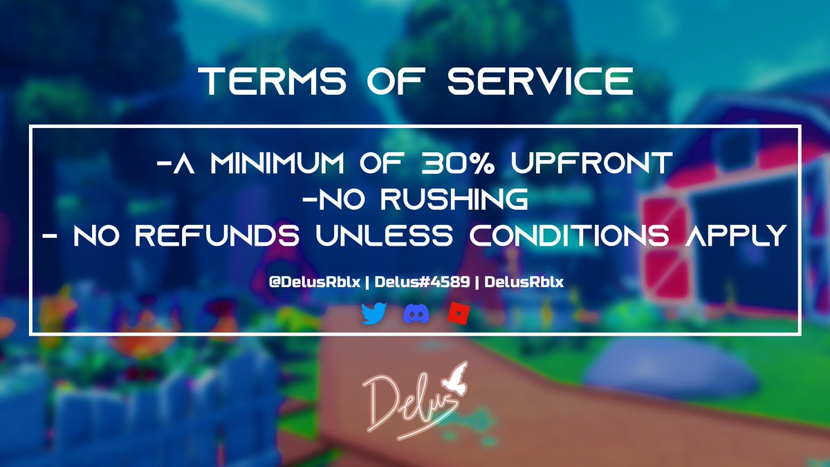 DelusRblx's tweet photo. Hello!
Iโm Delus ๐
My Commission Sheet:
#Roblox #RobloxDec https://t.co/Rx3EAktb7X