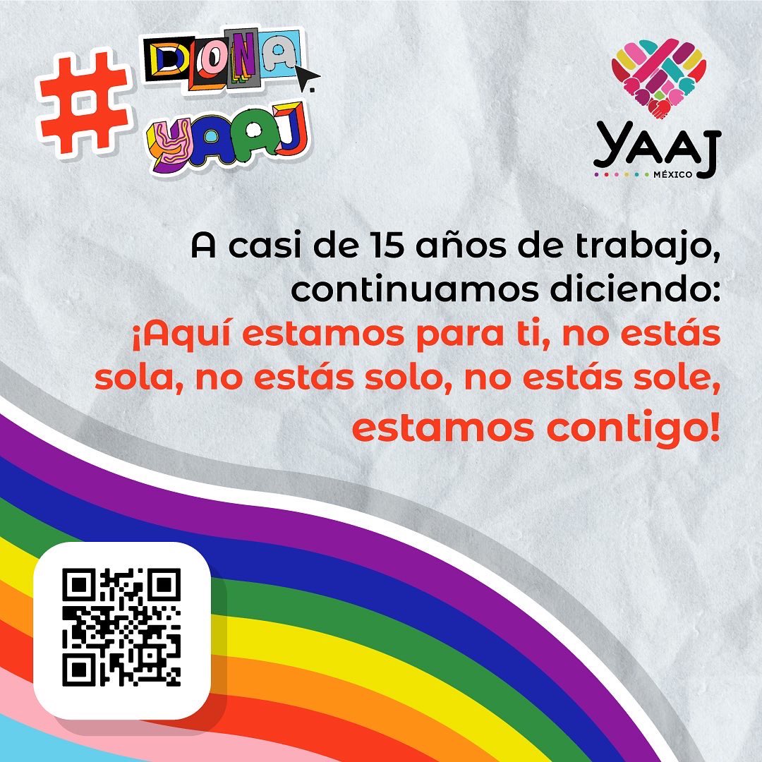 YaajMexico's tweet photo. #DonaYaaj y apóyanos en el camino de la defensa de nuestros #DDHH.
🔗 https://t.co/4Bon5FLHqW
🏳️🌈🏳️⚧️ Con tu apoyo no dejaremos a nadie atrás.
💗 #SomosYaaj #YoYaajDone 💗 https://t.co/6UYqwUnVmX