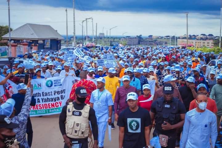 PHOTO NEWS: Nigerian youths shuts down Akwa Ibom in a mega rally for Yahaya Bello for President