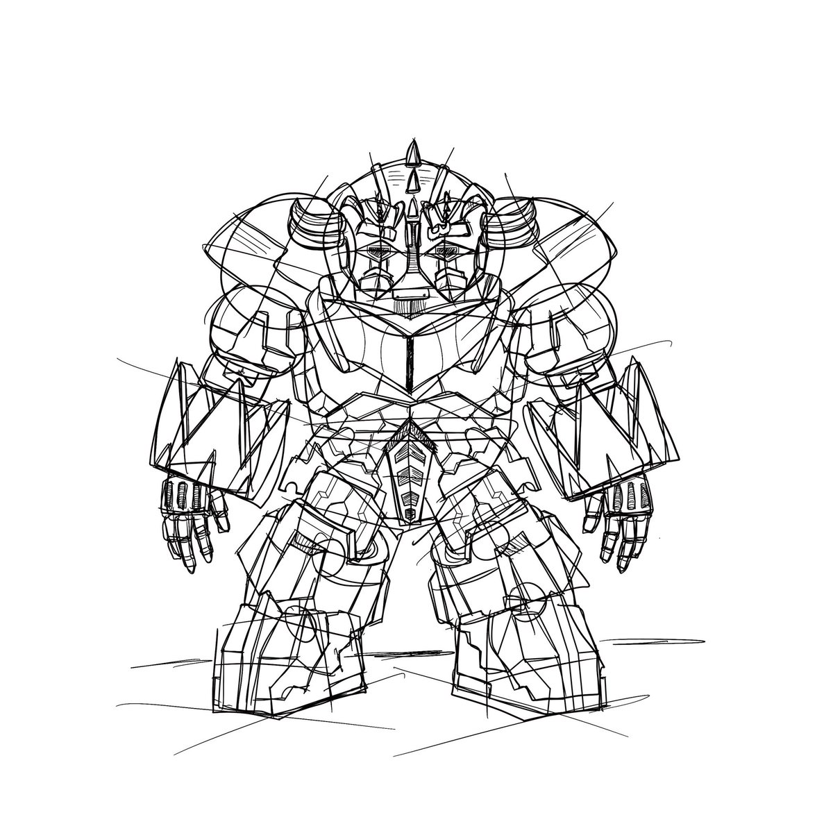 What happens when you merge #Grendizer with the #ASHEKMAN twins? From rough sketch to line art to colored version (scroll ➡️), introducing our own version of our childhood hero #Grendizer in a “Twin Cyclops” form! Thoughts?