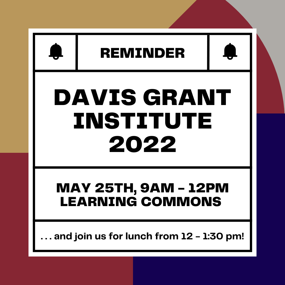 CenterTeaching's tweet photo. Calling all Davis Grant participants! Remember to join us for the Davis Grant Institute on Wednesday, May 25th. After group work time, we will be hosting a luncheon! See you there :) https://t.co/cxfWUdUVhi