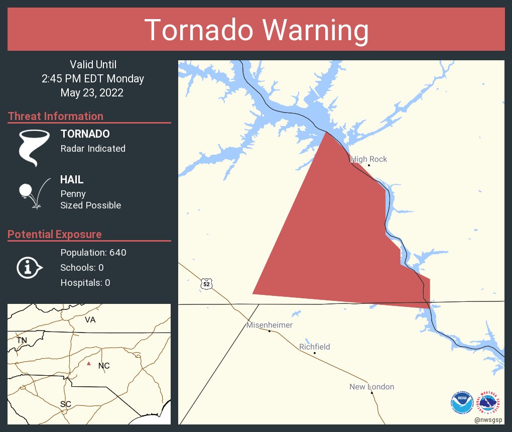 Tornado Warning including Rowan County, NC until 2:45 PM EDT
