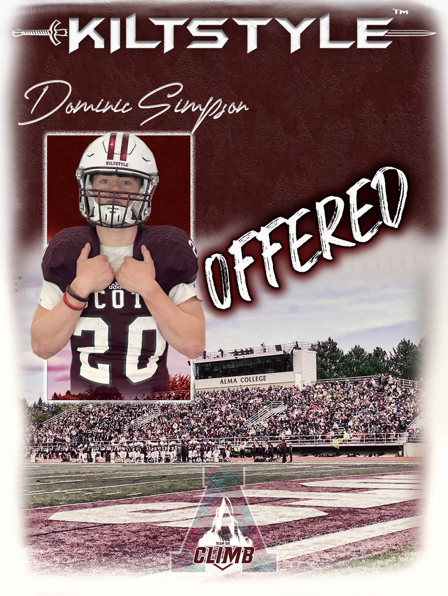 Extremely blessed and thankful to say I’ve received my first offer from <a href="/AlmaScotsFB/">Alma College Football</a> #KILTSTYLE