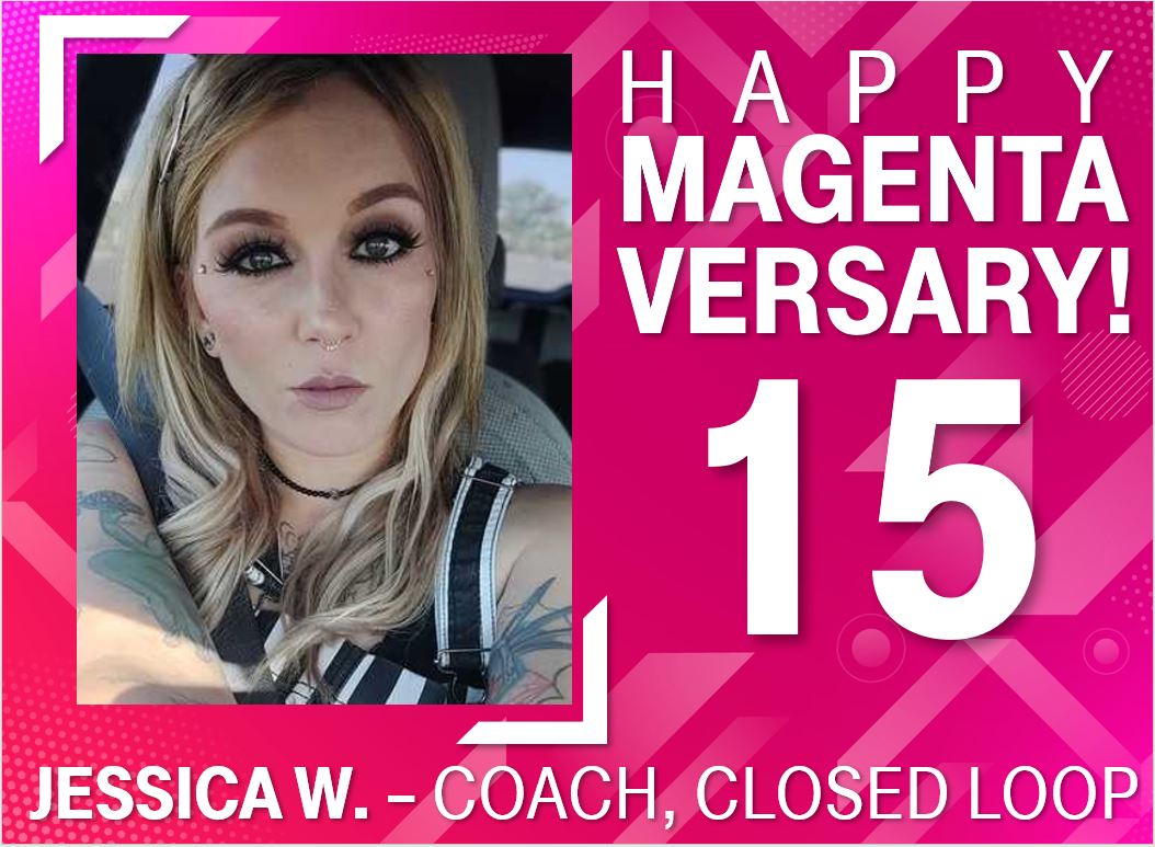 team505menaul's tweet image. Let's celebrate Coach Jessica W.'s 15 year Magentaversary! Thank you for leading with heart and making a big difference for our customers and   employees! 🎊 #famousforexperience #MostLoved #magentaporvida