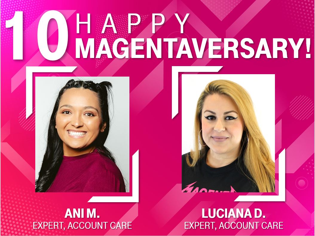 team505menaul's tweet image. Keep the love going for Ani and Luciana, celebrating 10 years of awesome with T-Mobile! They are #famousforexperience and valued team members of Team Magenta! 🥳

#MostLoved #magentaporvida