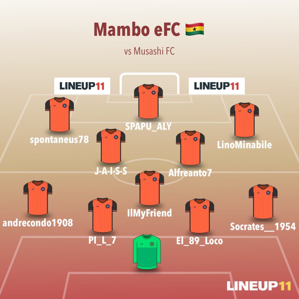 Mambo eFC (@mamboefc) on Twitter photo ⚽️ starting XI #lineup #LosFlacos #WeAreSkinnyOnes #10vs10 #eSports <a href="/BocaGamingASD/">ASD_BOCA_GAMING</a> <a href="/chetorneo/">Chetorneo eSports</a> <a href="/MusashiFCPes/">musashi fc</a> ⚽️ starting XI #lineup #LosFlacos #WeAreSkinnyOnes #10vs10 #eSports <a href="/BocaGamingASD/">ASD_BOCA_GAMING</a> <a href="/chetorneo/">Chetorneo eSports</a> <a href="/MusashiFCPes/">musashi fc</a>