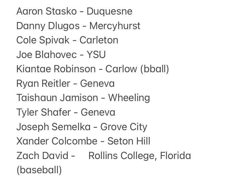 GCCHSFootball's tweet photo. Congratulations to all of our Senior Football players who are graduating today.  All 11 are moving on to be college athletes! @aaron_stasko @DannyDlugos @SpivakCole @BlahovecJoe @RobinsonKiantae @ReitlerRyan @TJamison23 @JosephSemelka @xzander42 @ZachDavid22 @TylerShafer50 https://t.co/beAQRxiKEo