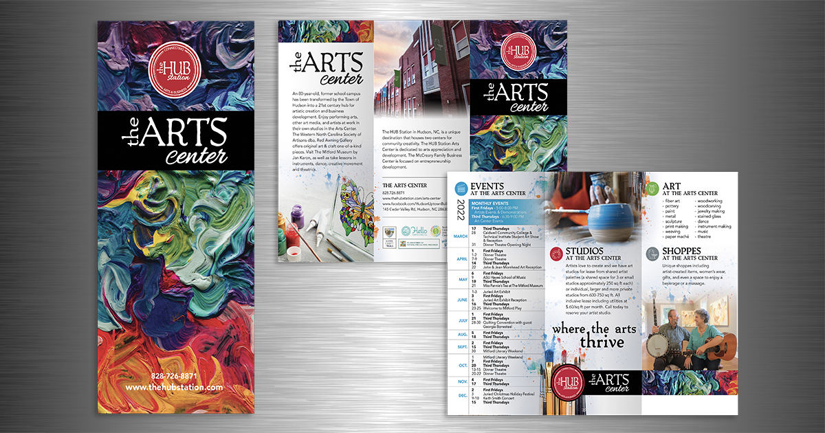paragontweets's tweet image. Image Brochure for the HUB Station Arts Center. #adagency #paragondesign #hubstation #artscenter