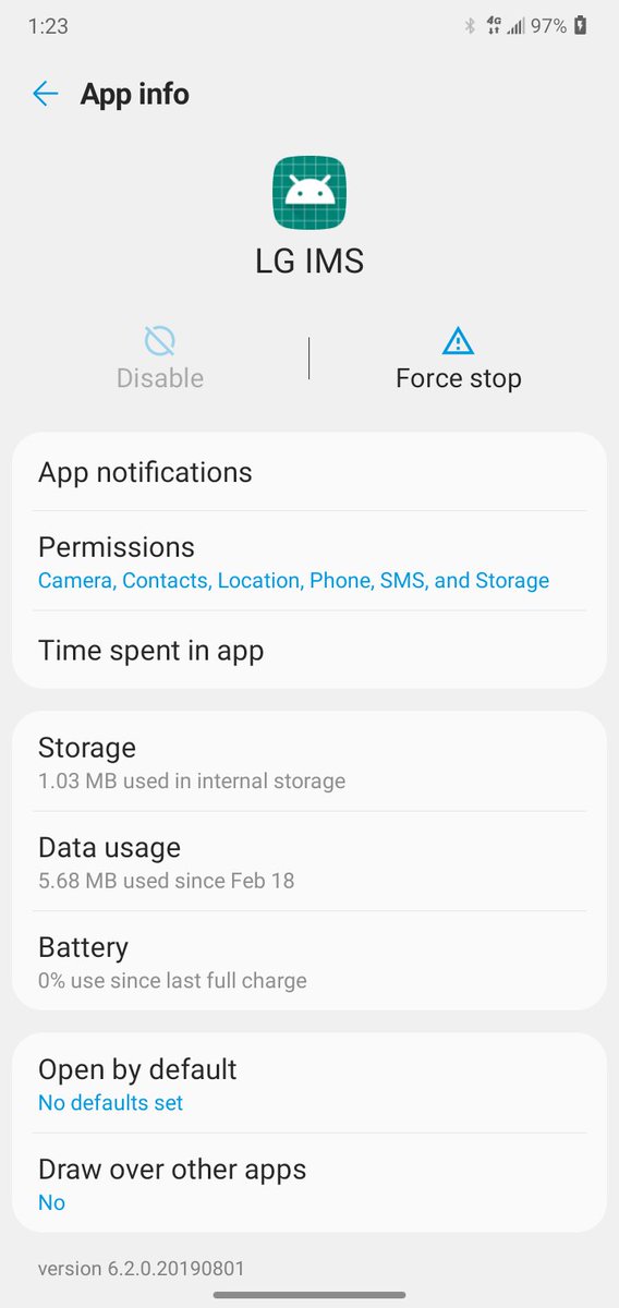 LauraMichot's tweet photo. Ok so I kind of fixed the LG IMS problem by turning off the "permit drawing over other apps" option. I still get the pop up but I can make calls and send messages. Either that helped fix it or they're actually working on fixing it. #LGIMS #LG #TMobile https://t.co/p25Y5CwAyF