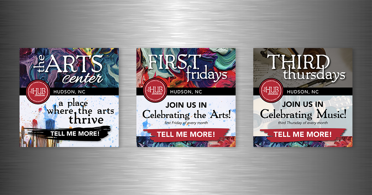 paragontweets's tweet image. Digital Marketing Social Media Ads for the HUB Station Arts Center. #adagency #paragondesign #hubstation #artscenter #digitalmarketing #socialmedia
