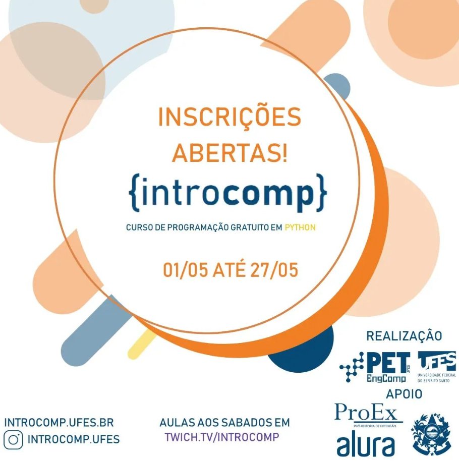 ufesoficial's tweet photo. Atenção, estudante do ensino médio da rede pública 📢

Quer aprender mais sobre tecnologia?

🖥 O Introcomp é um projeto da Universidade Federal do Espírito Santo (Ufes) que oferece aulas de programação de computadores de forma gratuita!

Saiba mais: https://t.co/JdLtIlPbef https://t.co/thlLQ1qaa5