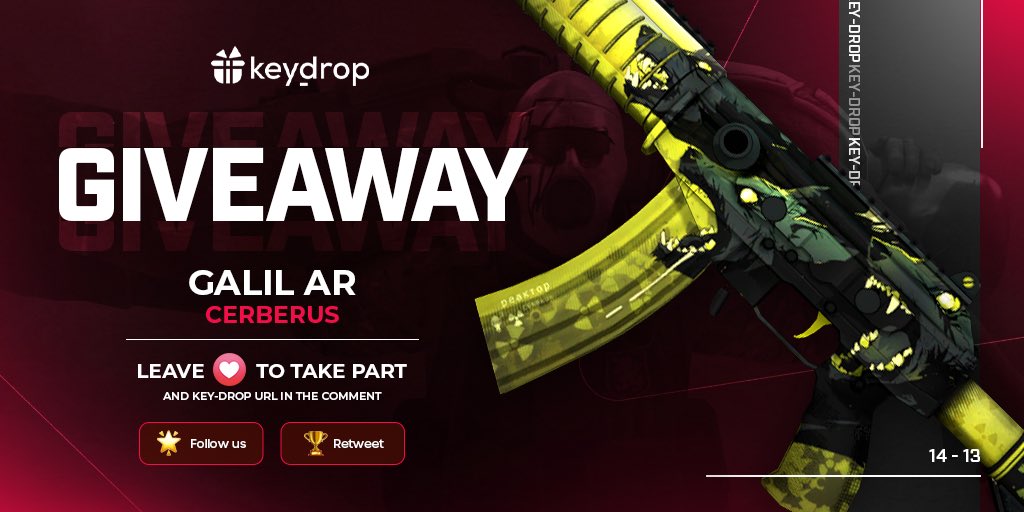 keydropcom's tweet image. Giveaway on Galil AR | Cerberus 🎁

👊 Just leave ❤️ under the post! 
🌟 Follow us!
🏆 Retweet!
 
⏰ Wait 24 hours!

#freeskins #csgoskinsgiveaway #csgoskinsfree #giveaway #airdrop #csgocases #csgocase #csgoesport #skins #csgoskins #keydrop #keydropcom #csgo