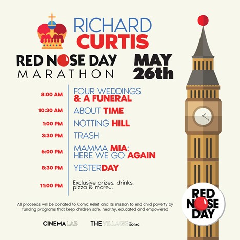 ComicReliefUS's tweet photo. Film Producer Luke Parker Bowles will be hosting a movie marathon for #RedNoseDay! This year's marathon will take place at the Cinema Lab Theatres South Orange, NJ movie theater.

Attendees will have the opportunity to bid on film treasures, w/ proceeds going to #RedNoseDay. https://t.co/Ppee1QWTIc