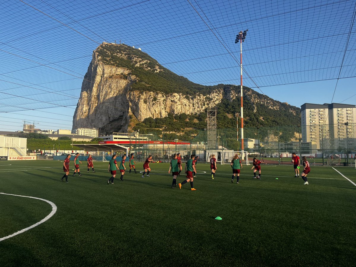 ChairREAFC's tweet photo. RE AFC Women warming up ahead of their match against Gibraltar Lions FC at the National Stadium. https://t.co/fO7TEgnJPh