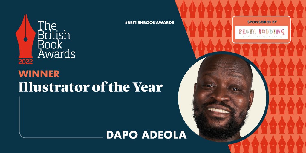 thebookseller's tweet photo. Now for the winner of Illustrator of the Year, sponsored by @plum_agency... it's @DapsDraws! Praised by our judges as 'an empowering presence within the book world... his work centres on visibility and representation'. Congratulations, Dapo! #BritishBookAwards #Nibbies ✒️📚🏆 https://t.co/WDfIU1Y9td