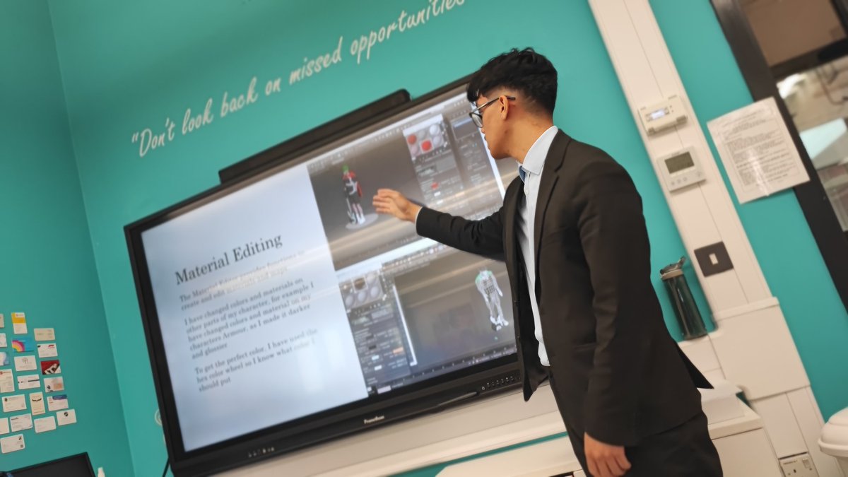 LDE_iguru's tweet photo. Year 12 Digital Media learners continue their @PrometheanUKI project with technology presentations utilising   #ActivePanel and @Sketchfab to showcase their 3D scenes @LDEUTC https://t.co/CzYmOsWaco