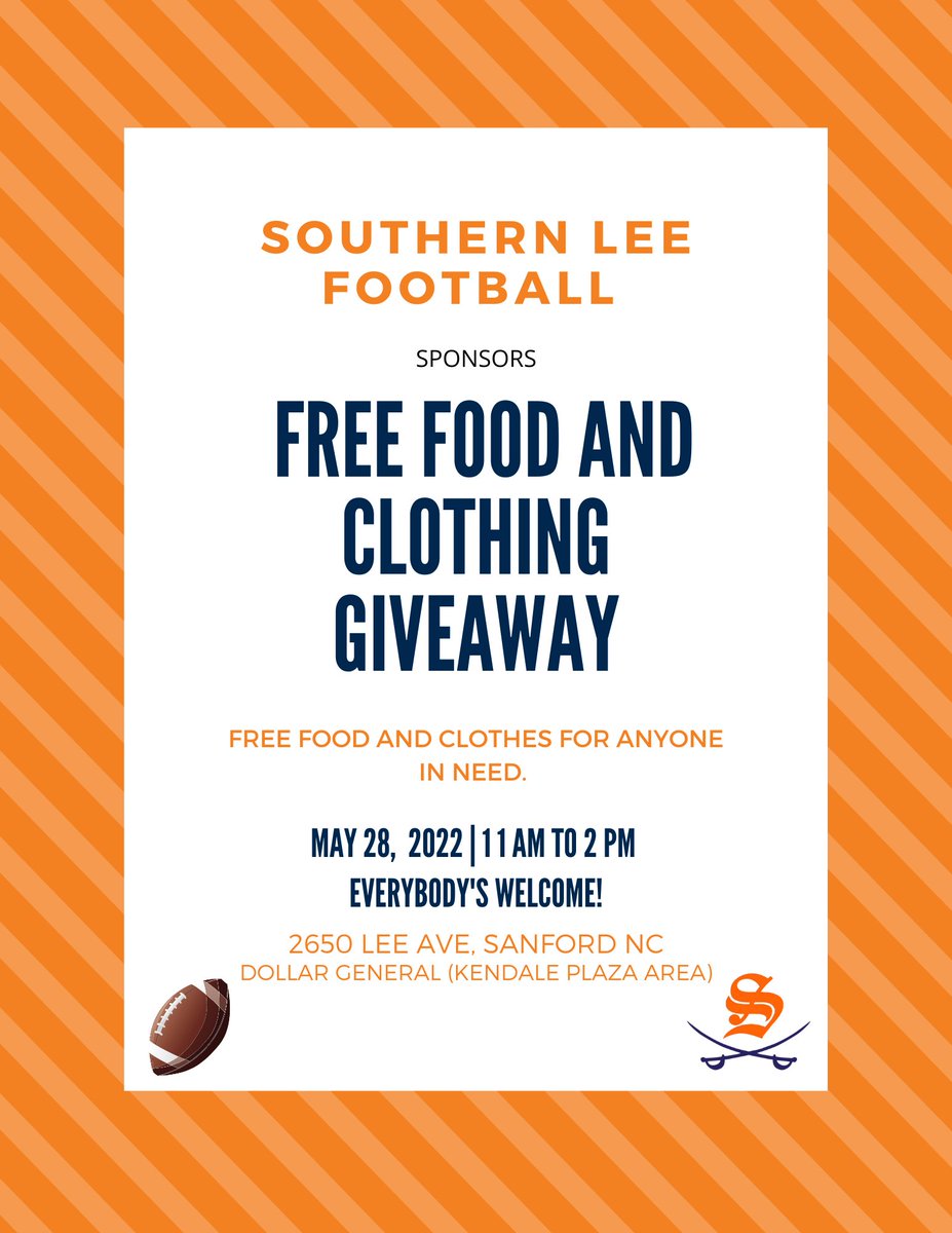 SoLeeCavsFB's tweet photo. Instead we will still service the community by giving away free food and clothes to anyone in need. Please see the attached flyer for details https://t.co/hwjMRZBxIy