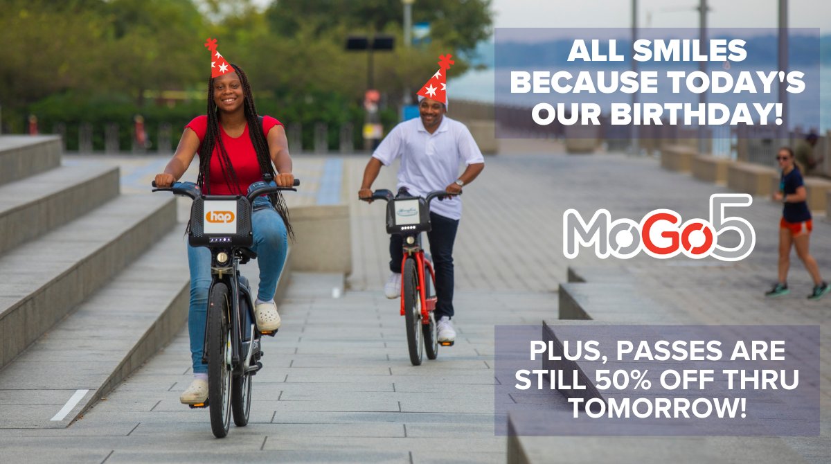 MoGoDetroit's tweet photo. MoGo turns 5 TODAY! If you missed out on Free Ride Day last week, and our party yesterday, you've got one last chance to celebrate with us: get a Monthly or Annual Pass for 50% off before tomorrow at MIDNIGHT! 

Sign up here (no code needed): https://t.co/8EmA3jtmfr. https://t.co/goDdZggX9W