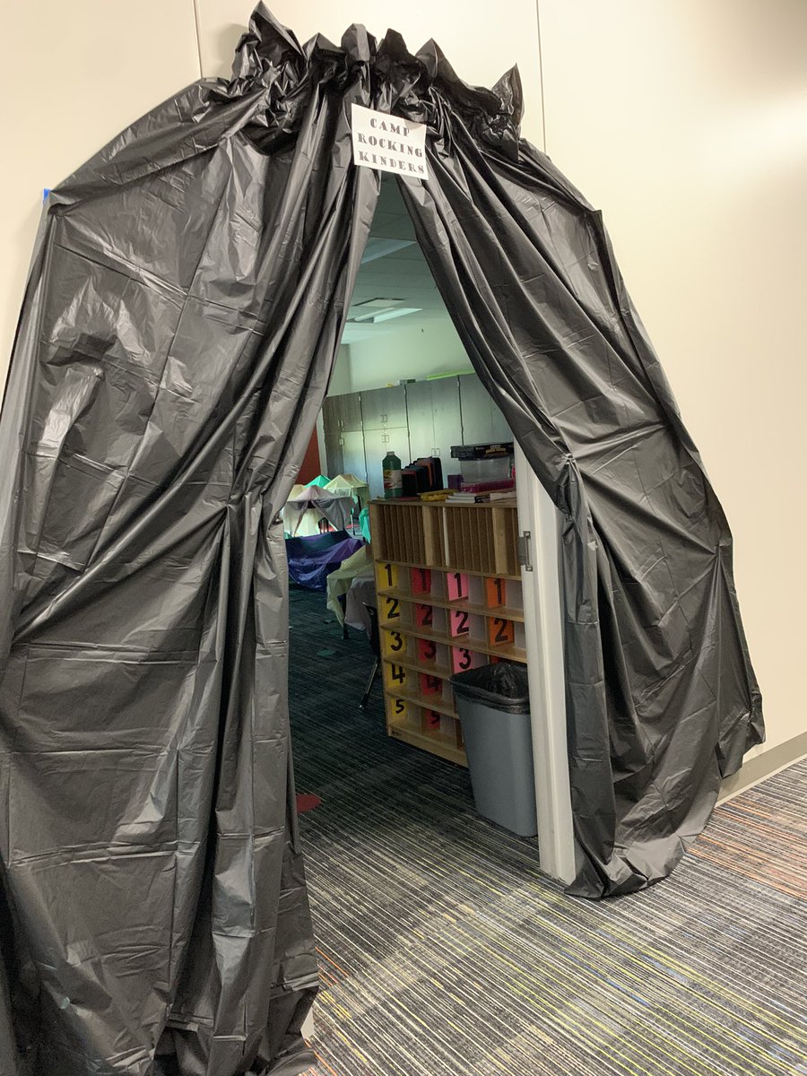 MrsKohlerK's tweet photo. Kicking off the last week of school at Camp Rocking Kinders! Students chose their tent to learn in for the week! Last room transformation! #kinderland #matzkeproud @d4klee @SarahParkerAP https://t.co/P3yGrYoxnN