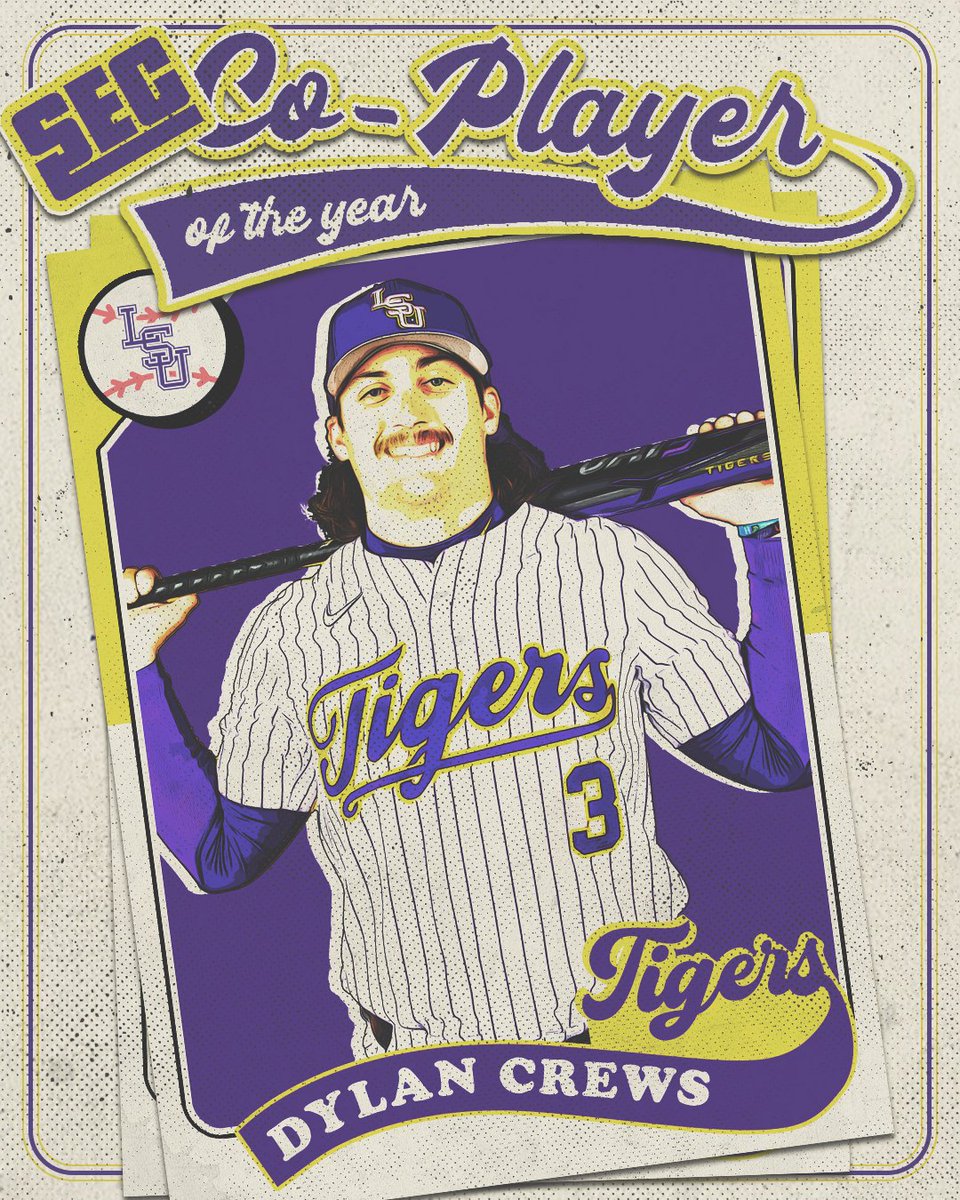 SEC's tweet photo. 𝟐𝟎𝟐𝟐 #SECBSB 𝐂𝐨-𝐏𝐥𝐚𝐲𝐞𝐫 𝐨𝐟 𝐭𝐡𝐞 𝐘𝐞𝐚𝐫

🐅 @__dc4__ • @LSUbaseball 
 
⚾️ https://t.co/c34sVp2akk https://t.co/VHsWctI3Xe