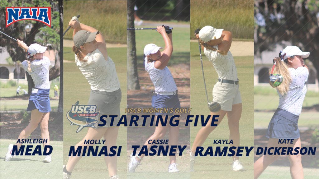 USCBWGolf's tweet photo. Tomorrow we begin our quest for a NAIA National Championship, and here is our lineup ahead of the four-day, four-round postseason tournament! #RisingTide #FinsUp https://t.co/jvyD7fTbvw