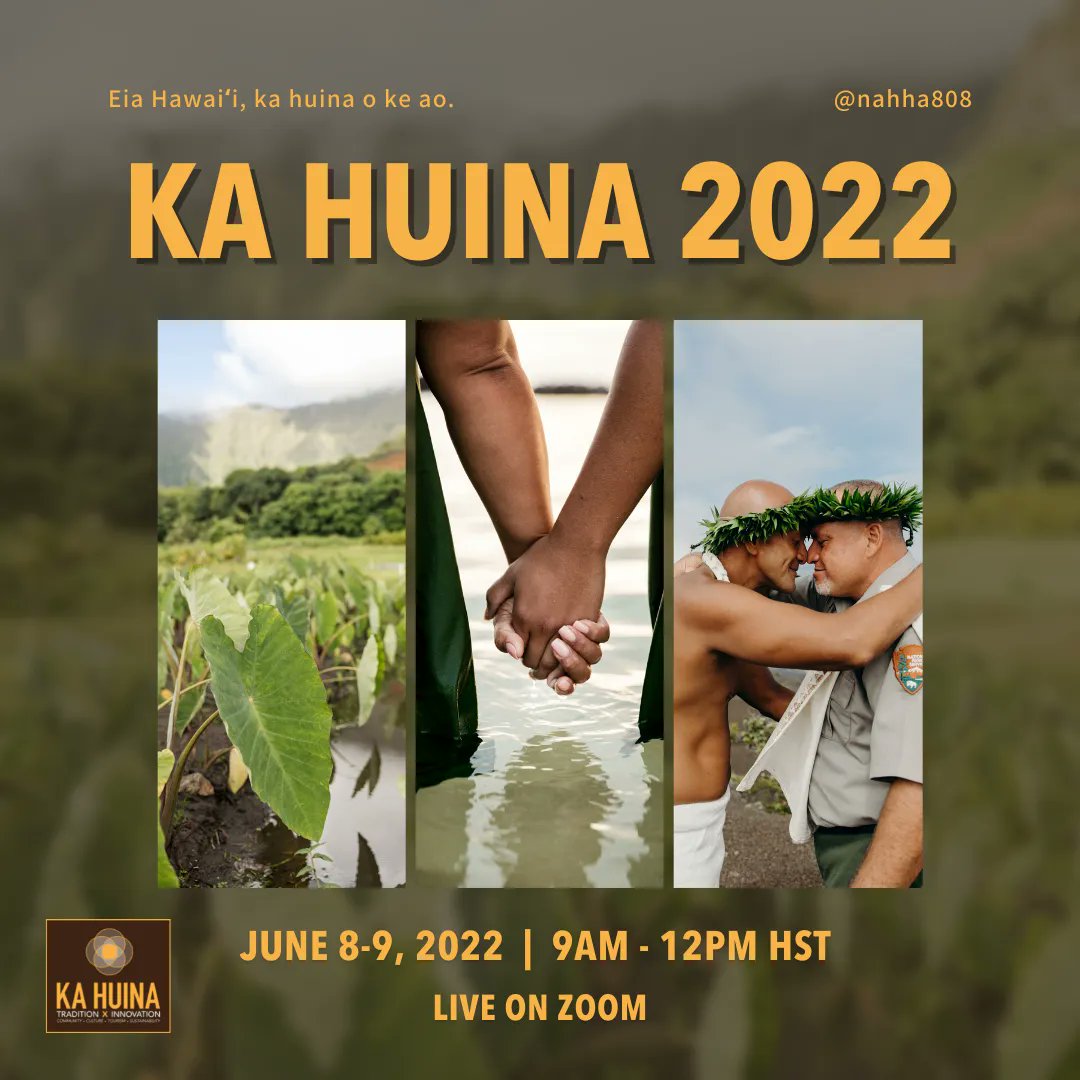 NaHHA808's tweet photo. Join us for Ka Huina 2022, a virtual two-day conference discussing the nexus in Hawaiʻi, of community, culture, tourism and sustainability!
To register go to:
Wednesday, 6/8
https://t.co/ZsprBcfa0d
Thursday, 6/9
https://t.co/jQOT6w24EJ
#NaHHA #KaHuina2022 #KaHuina https://t.co/BcEuECl5HY