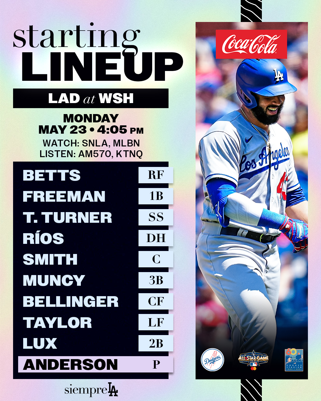 Los Angeles Dodgers on Twitter "Today's Dodgers lineup at Nationals