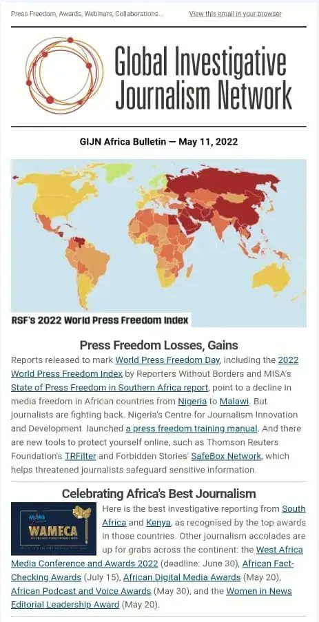 gijnAfrica's tweet photo. Tools to Protect Yourself Online.
@TRF's #TRFilter is designed to protect journalists from online harassment, & @FbdnStories' SafeBox Network helps threatened journalists safeguard sensitive information.
Details in GIJN's Africa newsletter for May 👉 https://t.co/Y8VbsdxRXX https://t.co/2lDlpGHX5w