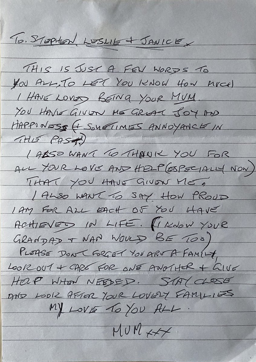 It was mum’s funeral today. We shared her farewell letter at the service 😭