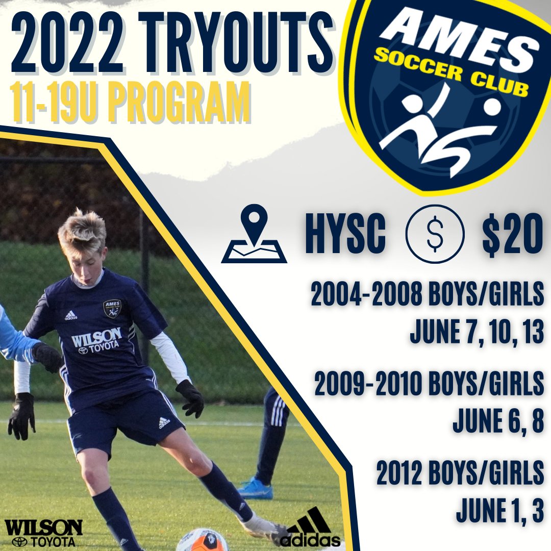 amessoccer's tweet photo. 📣 Get signed up today for our 2022/23 Tryouts/Intent to Play! 📣

2011 Boys/Girls - No tryouts - if new to the club, please contact Nick Kyras.

For more information, visit our website:
https://t.co/KiULSeHR2K

#amessoccerclub https://t.co/GR44i2Xrhb