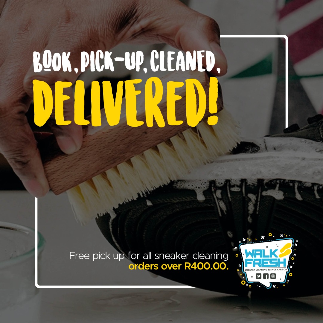 WalkFreshSA's tweet image. Book your dirty sneakers online at walkfresh.co.za 

Get your FREE pick up online, we will come pick up your dirty sneaker, shoes, high heels or boots. 

We will even come drop off your clean and fresh sneakers directly to you. 

Minimum of 4 pairs/all orders over R400.00