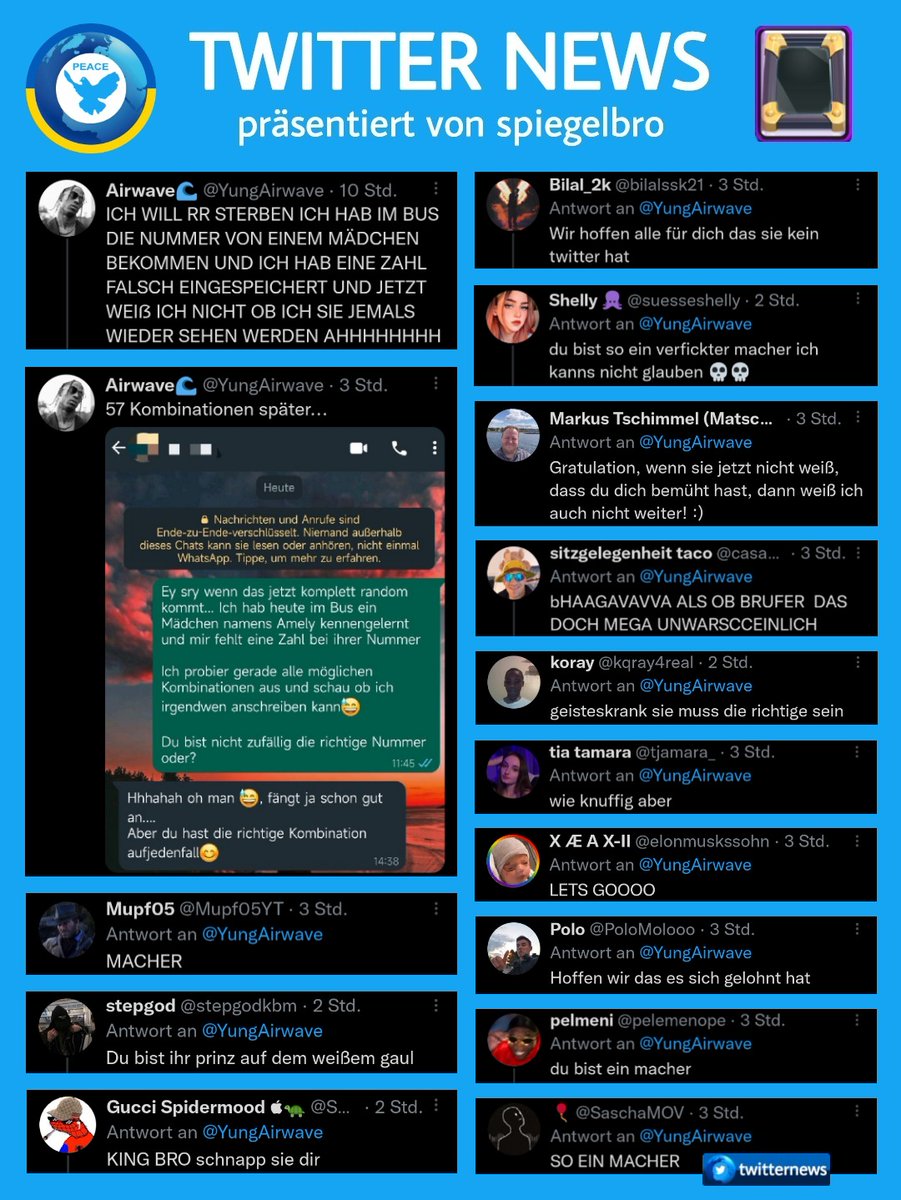 TWITTER NEWS - 23.05.2022

➩ Heute findet das Relegationsspiel zwischen dem <a href="/HSV/">Hamburger SV</a> und <a href="/HerthaBSC/">Hertha BSC</a> statt. [Abb.2]
➩ <a href="/rewinside/">rewinside</a> leitet exklusive Informationen an Promiflash weiter. [Abb.3]
➩ Der User <a href="/YungAirwave/">Airwave🌊</a> speichert tragischerweise eine Handynummer falsch ein. [Abb.4]