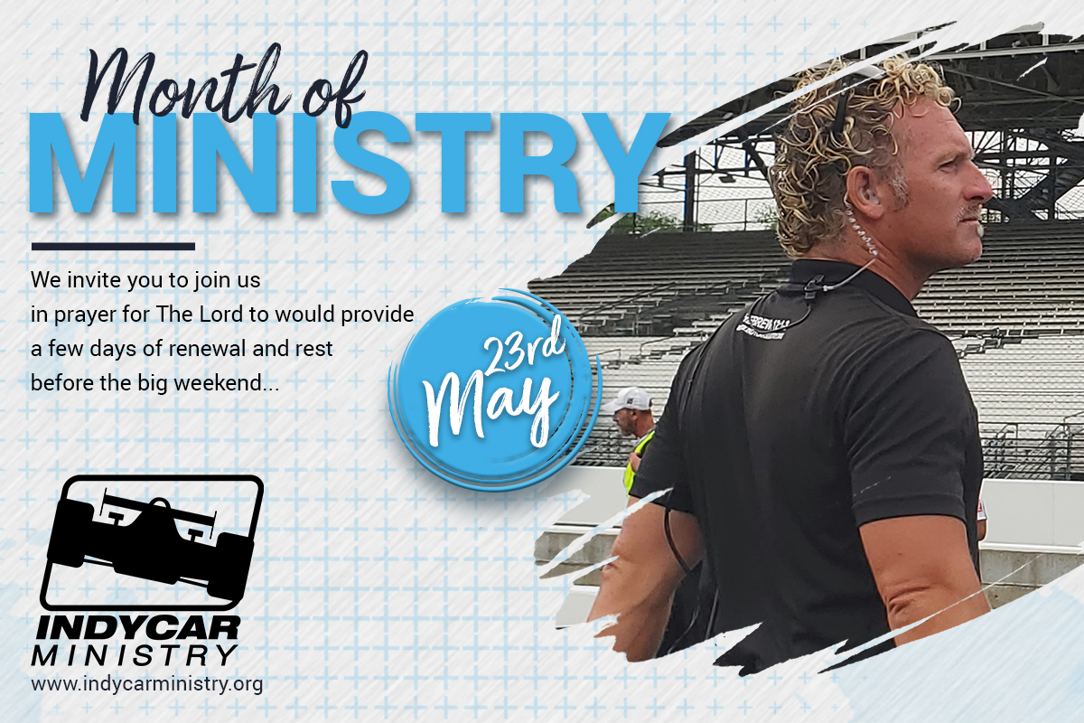 indycarministry's tweet photo. Please join us in prayer today that the Lord will provide rest and comfort to those who have been working tirelessly to make the Indy 500 race weekend happen. We appreciate you! #MonthofMinistry
#AMEN / #BeTheChurch / #AnchoredInChrist / #IndyCarMinistry / #Preach / @IndyCar https://t.co/19iCJAQ2oB