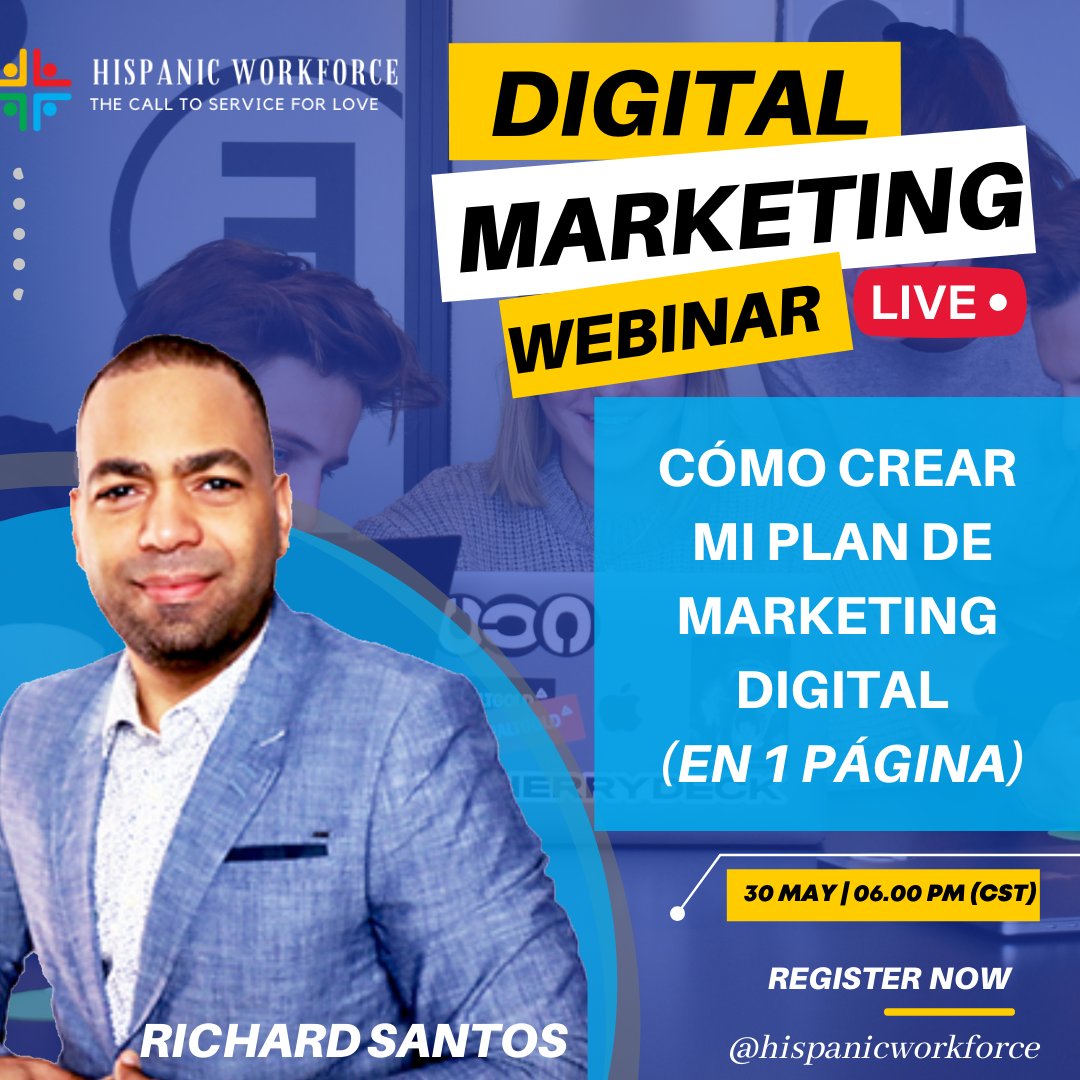 HWFinUSA's tweet photo. Te invitamos a participar en la serie de charlas gratuitas organizadas por @HWFinUSA llamadas "Expandiendo mi negocio con marketing digital", dictadas por @richardelmentor. Inscríbete en la primera charla aquí: https://t.co/IueRgbmTD0 ¡Te esperamos! #webinar #marketingdigital https://t.co/zcQZ5WHLbX