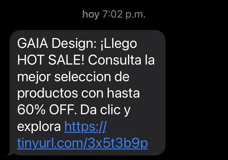 pepenachoalonso's tweet photo. . ⁦@gaiadesignmx⁩ ¿cómo hago para que me dejen de llegar estos sms NO solicitados? #GaiaDesign https://t.co/gAKQIoZpwU
