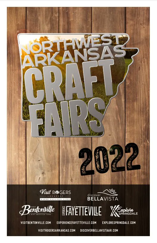 VisitRogers's tweet photo. The 2022 Northwest Arkansas Craft Fairs Guide is LIVE! Download your FREE copy here: https://t.co/NdKlxVipNw. Save the date for October 12-16 for this year's event all around Northwest Arkansas! #rogersrocks #rogersarkansas #craftfair #nwacraftfairs https://t.co/Nr5UDT0PtW