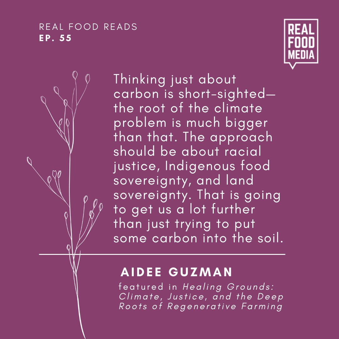 realfoodmedia's tweet photo. To begin to solve agriculture's climate problem, we have 
to support racial justice, Indigenous food sovereignty and land sovereignty. Aidee Guzman @soilsandbees joins @lizwcarlisle for ep.55 of #RealFoodReads: Healing Grounds. 
https://t.co/u6UvVznqmz https://t.co/XQU3Zj34tA