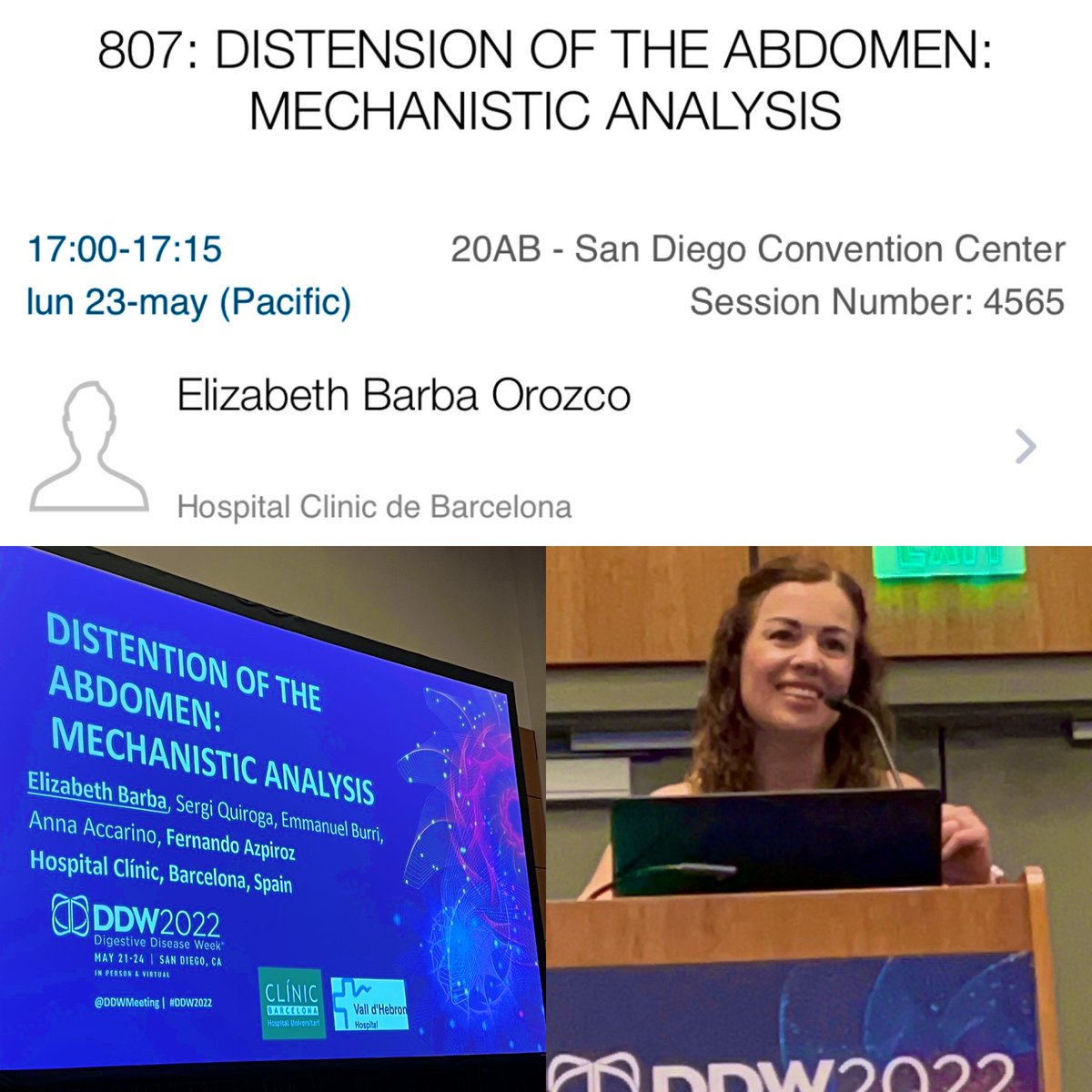 DrAlexaGastro's tweet photo. Congrats for the excellent presentation @DraBarba !! at #DDW2022 @DDWMeeting @gasclinicbcn #bloating 💨 #distention #GITwitter so proud!! @hospitalclinic https://t.co/ykTQMfTAlG