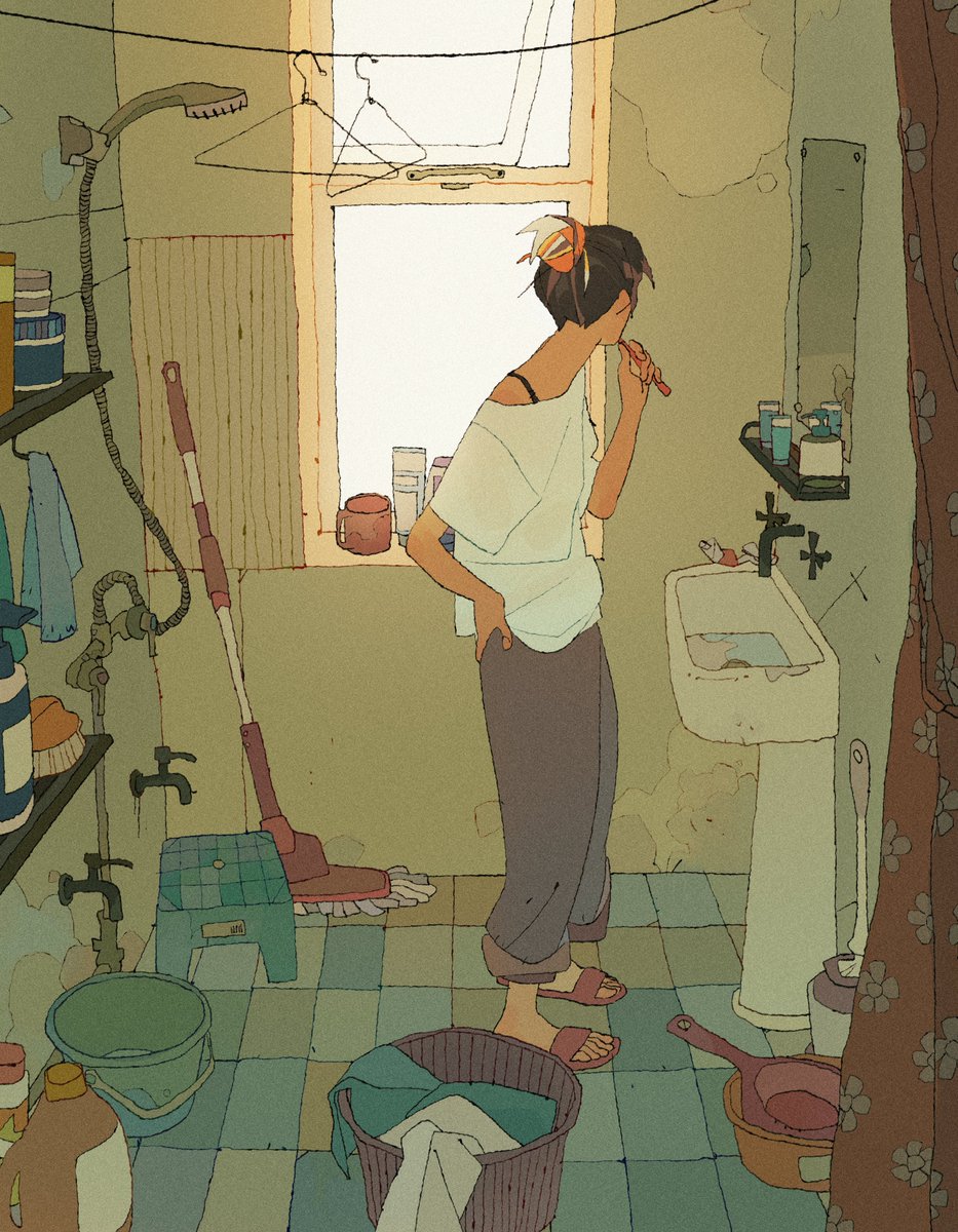 summer morning in roo's apartment

summer is usually when I visit my grandparents and I was thinking about the old style bathrooms they had