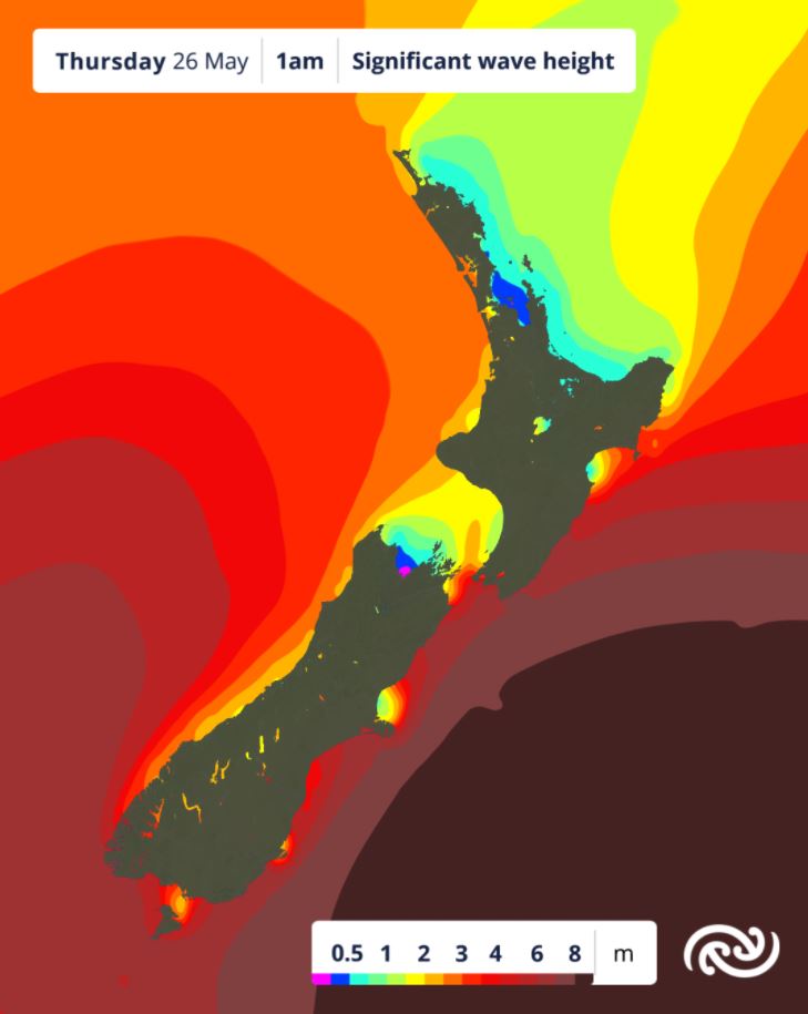 MetService på Twitter "Strong winds continue to develop large swell