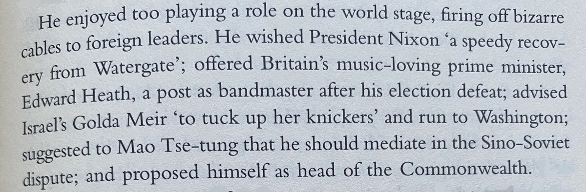 Chelsey_Reads's tweet photo. Martin Meredith in The Fate of Africa talking about Uganda's Idi Amin. If only Watergate were a medical procedure🤣 https://t.co/TenoCMrp6X