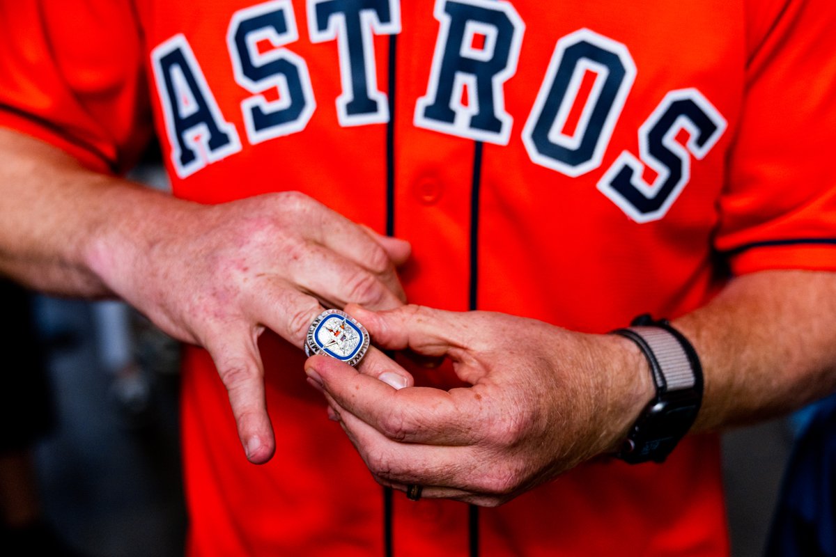 astros's tweet photo. Tonight’s recipient of the Elite Fan Ring is Rusty! For every ring day, one fan will be the ‘Elite Fan’. Get your tickets at https://t.co/rSsZRIICeY! 💍 https://t.co/uqY5uiAdem