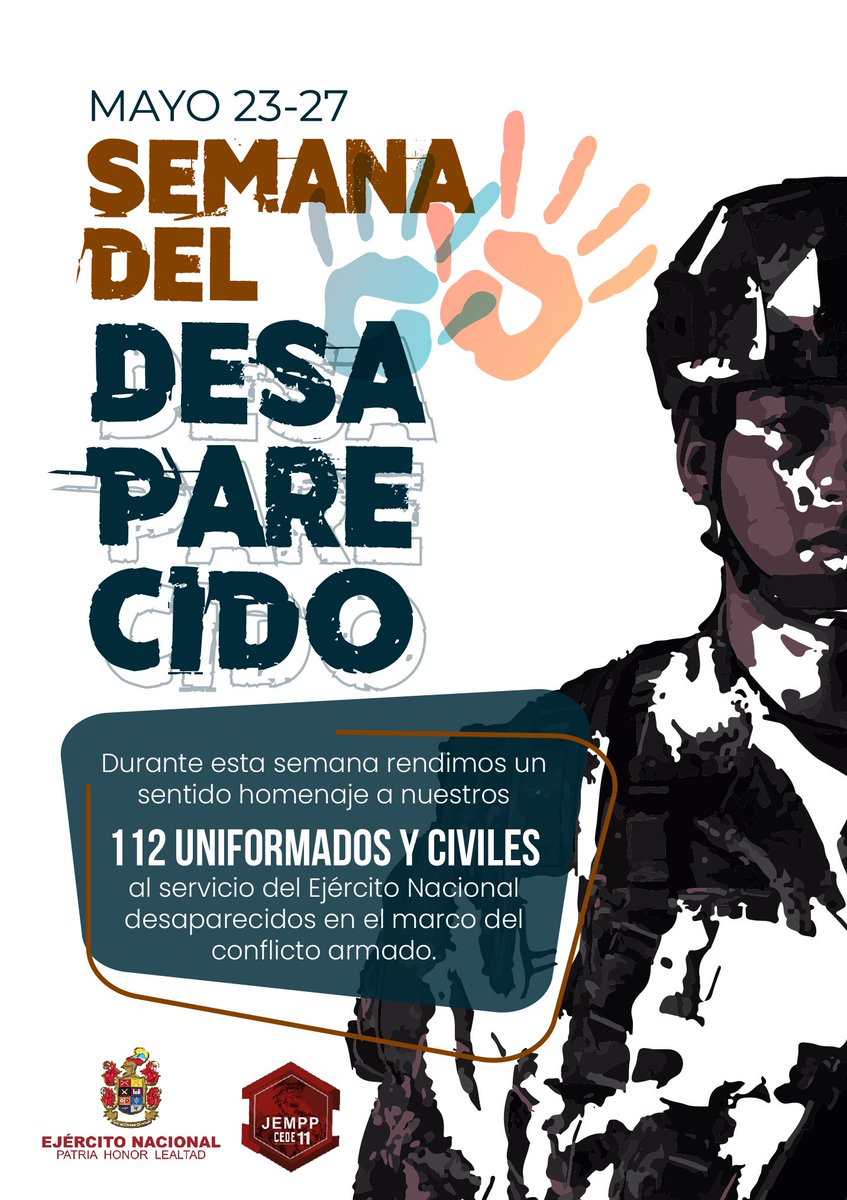 COL_EJERCITO's tweet photo. #ParaNoOlvidar| Acompáñanos en el sentido homenaje a nuestros 112 uniformados y civiles desaparecidos en el marco del conflicto armado.   

Sigue nuestra transmisión en vivo >> 
https://t.co/MWIlNKPHMC https://t.co/kz2NNW9oxa