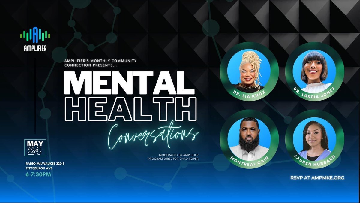 Excited for tomorrow #conversation on #MentalHealth at <a href="/RadioMilwaukee/">Radio Milwaukee</a> <a href="/MERA_Cares/">MERA WI</a> <a href="/AMRICOUNSELING/">AMRI COUNSELING SERV</a> @BlackSpaceMKe