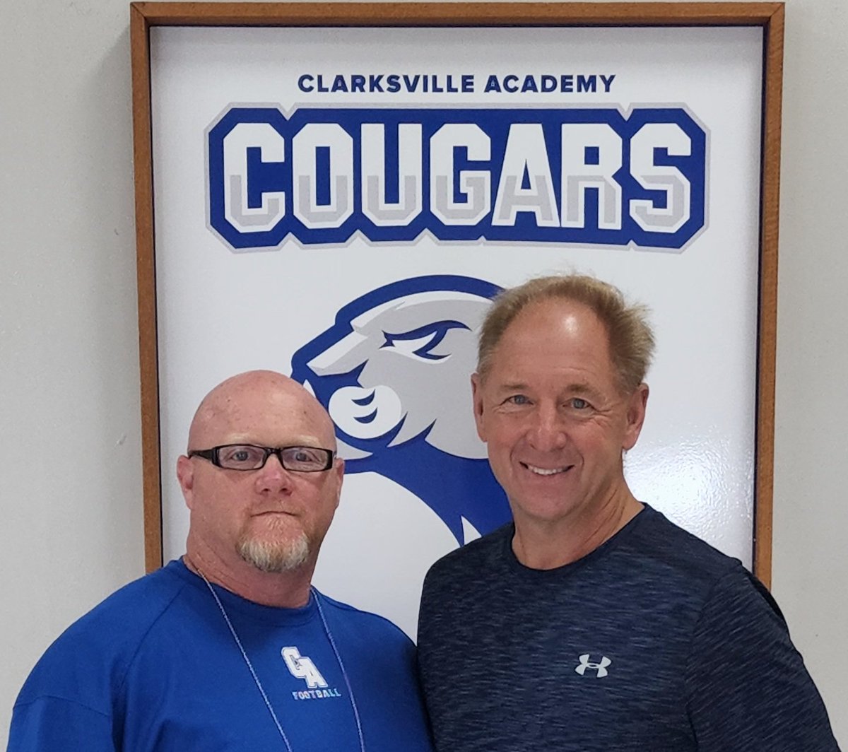COACH_MURRAY34's tweet photo. Thanks to Coach Markuson from Jackson State for stopping by to talk CLARKSVILLE ACADEMY football today.  I asked him to please tell Mr. Deion Sanders about the players at CA.  Coach is quickly becoming a good friend.
#ELITE
#CAPLAYER
#CARECRUIT https://t.co/b7Eg5UwDjQ